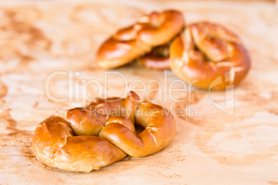 Closeup of cooked pretzel