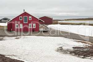 Wooden houses in Ny Alesund, Svalbard islands