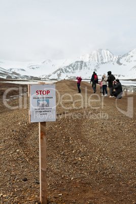 Stop sign in Ny Alesund, Svalbard islands