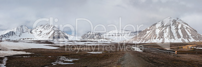 Mountain landscape in Ny Alesund, Svalbard islands