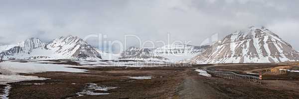 Mountain landscape in Ny Alesund, Svalbard islands