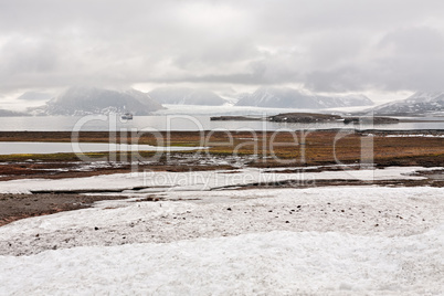 Tundra and mountains from Ny Alesund, Svalbard islands