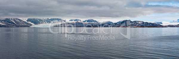 Mountain range and glacier in Svalbard islands