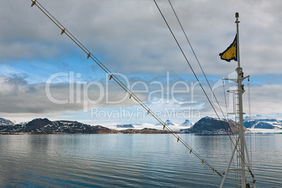 Mountains and glacier in Svalbard islands, Norway