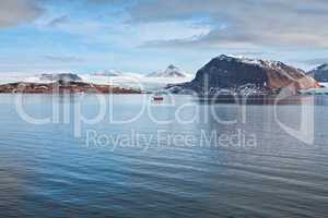 Glacier and mountains in Svalbard islands, Norway