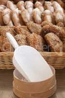 Bread in wicker baskets