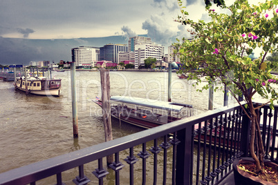 Bangkok cityscape.River scene Chao phraya