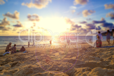 Phuket beach and sunset.Background holidays concept.