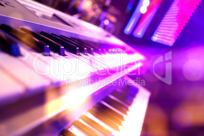 Stage lights.Abstract musical background.Playing song and concer