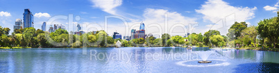 Scenery cityscape Bangkok Lumphini park