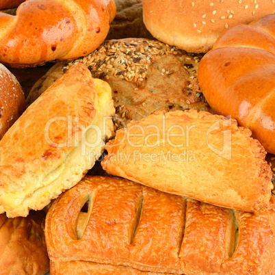 Background from the assortment of bread and baking.