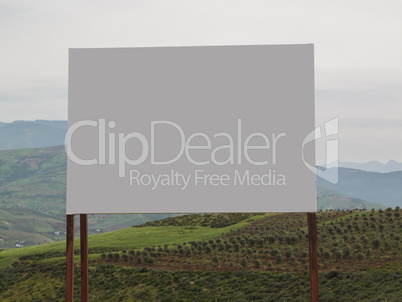 Blank grey road sign board in rural area