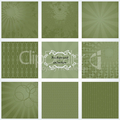 Collection of backgrounds in olive tones