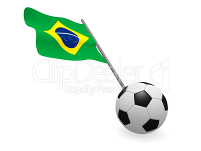 Soccer ball with the flag of Brazil