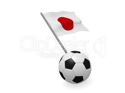 Soccer ball with the flag of Japan