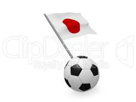 Soccer ball with the flag of Japan