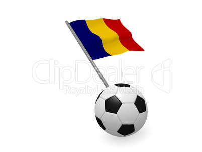 Soccer ball with the flag of Romania