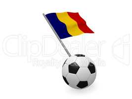Soccer ball with the flag of Romania