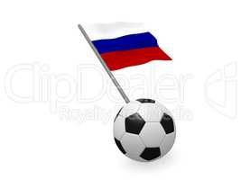 Soccer ball with the flag of Russia