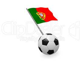 Soccer ball with the flag of Portugal
