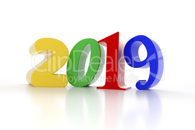 Colorful 2019 on a white background