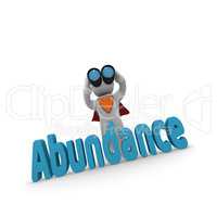 Abundance search, super hero with binoculars