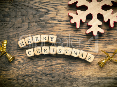 Merry Christmas on wooden dices