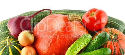 Vegetables isolated on white background. Wide photo.