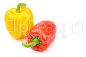 Sweet peppers isolated on white background. Free space for text.
