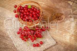 Redcurrant on wooden table