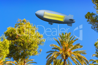 Zeppelin with banner, copy space.
