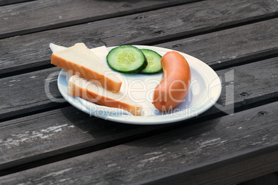 Bock sausage on a plate