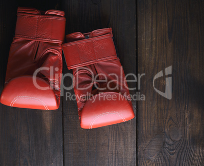 pair of red leather gloves for boxing