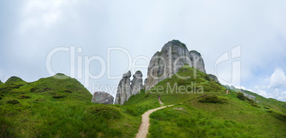 Panoramic view of Mount Ciucas on summer with rock formations
