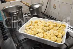 Banana sliced into a pot