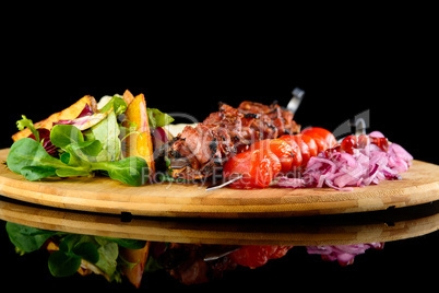 oriental kebab on black background