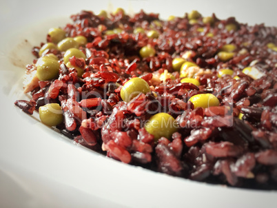 black rice and peas