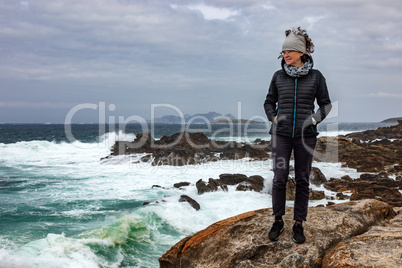 Woman on the Atlantic coast in Spain