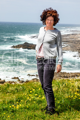 Woman on the Atlantic coast in Spain