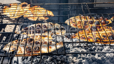 Fish grilled by charcoal