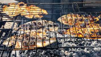 Fish grilled by charcoal
