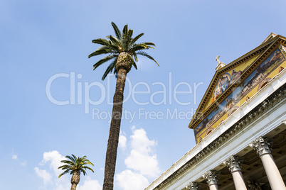 The main facade of the Basilica of Saint Paul outside the walls in Rome