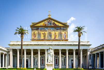 The main facade of the Basilica of Saint Paul outside the walls in Rome