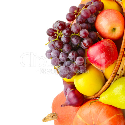 Fruit and vegetable isolated on a white background. Free space f
