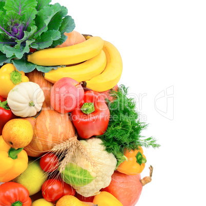 Fruits and vegetables isolated on a white
