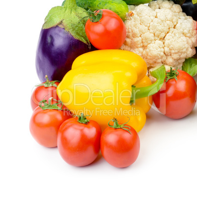 Fruits and vegetables isolated on a white background.