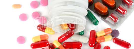 Assorted pharmaceutical medicine pills, tablets and capsules iso