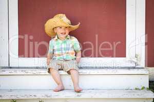 Young Mixed Race Chinese and Caucasian Boy Wearing Cowboy Hat Re