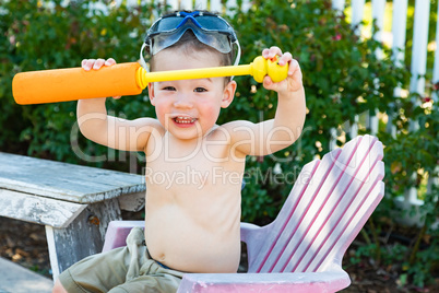 Happy Playful Young Mixed Race Chinese and Caucasian Boy Wearing