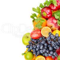 Fruits and vegetables isolated on a white background. Free space